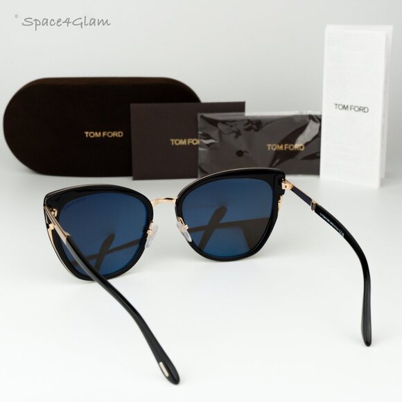 Tom Ford Women Sunglasses Black Gold Smoke Semi Cat Eye FT0717 01A BRAND NEW